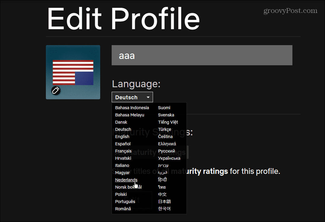 Editar el idioma de los perfiles