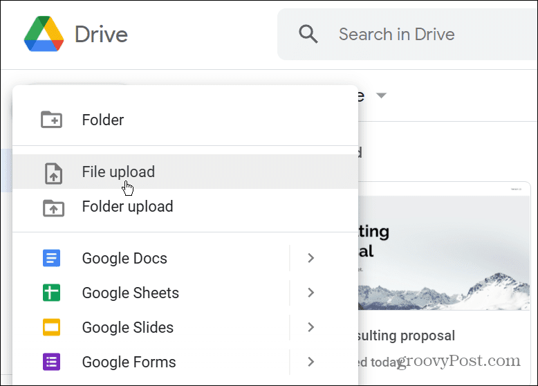 Carga de archivos de Google Drive